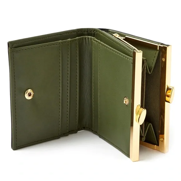 Accessorize London
Women's Faux Leather Clip
Frame Bella Wallet - olive | NWT - Picture 4 of 15